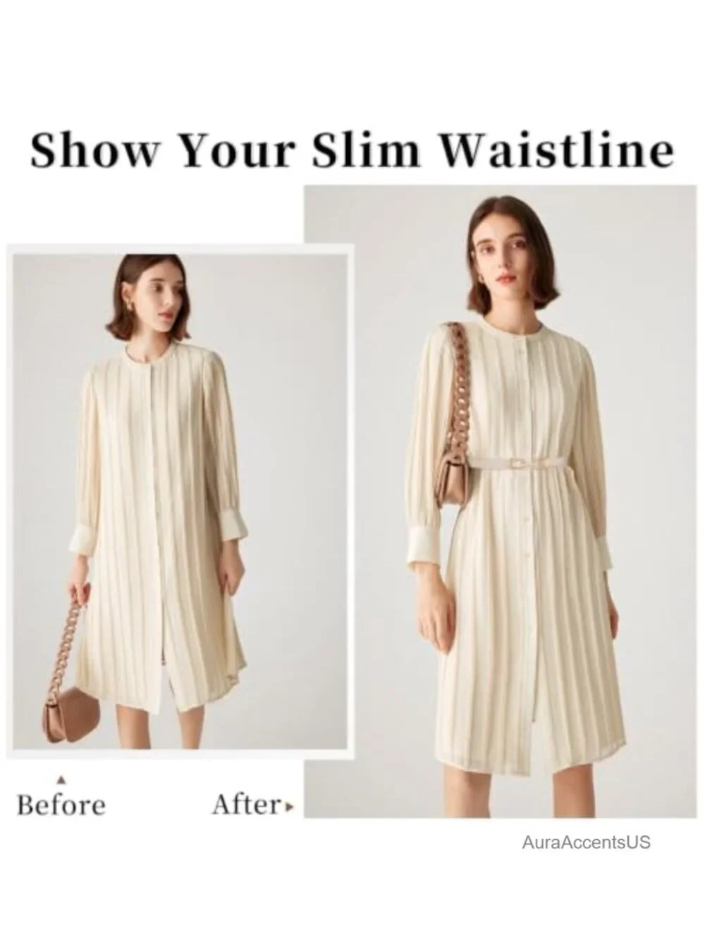 Stretchy Elastic Waist Belt Set - 4 Pack Gold Buckle Skinny Belts Women Fashion